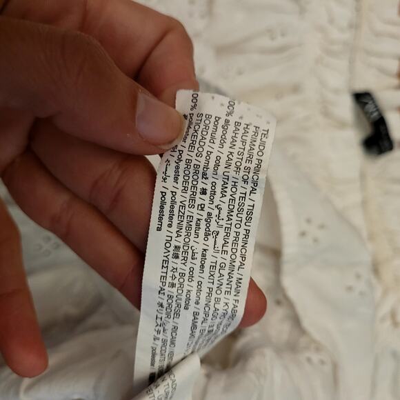 Zara White Eyelet Top Sz S - Picture 5 of 5